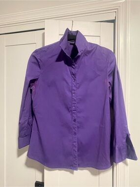 Theory Trisanne Neon Purple Collared Button-Down